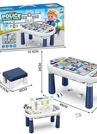 Детский игровой стол с конструктором mc 505, 3 в 1 с 48 элементами пазла и 8 цветными маркерами, размер 46х26.5х24 см со