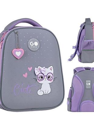 Каркасний рюкзак для дітей 6-8 років cute cat сіро-бузковий go26-165s-3