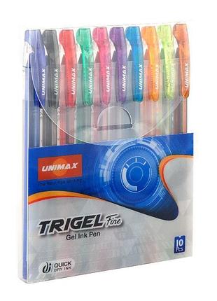 Гелева ручка trigel-3 ux-132 з тонким наконечником 0,5 мм, різнокольорова