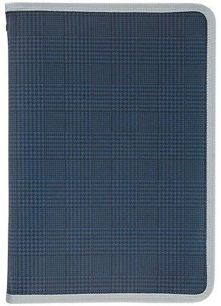 Об'ємна папка формату а4+ на блискавці tartan blue 1804-19 axent
