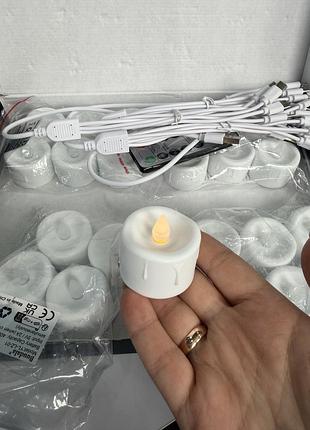 Набор аккумуляторных led свечей buudala 24 шт с пультом, usb-c зарядкой и таймером, теплый свет (стан: новый)