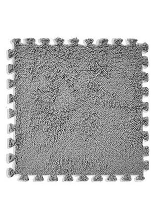 Коврик пазл плюшевый напольный 30x30см мягкий, 10шт, eva, серый