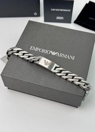 Браслет + чоловічій + emporio armani + сріблястий, 21, серебро