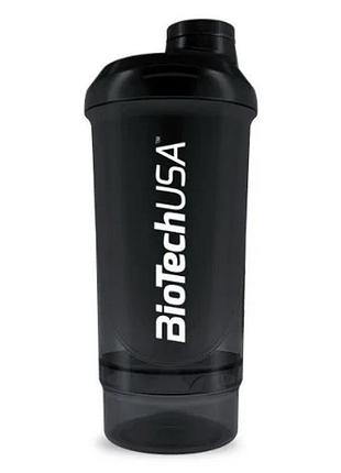 Шейкер biotech wave 2 в 1 герметичний чорний 500 мл (941100)