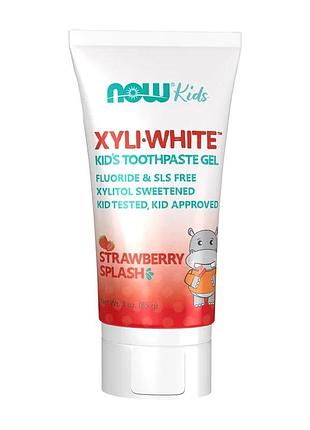 Зубний гель now xyli white для дітей клубничний 2 роки (940137)