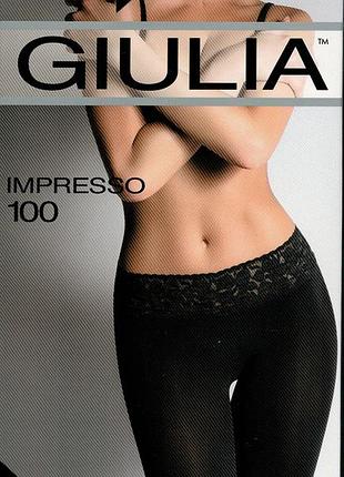 Колготки giulia 100 ден с широким силиконовым поясом impresso 100 черный, 3 m