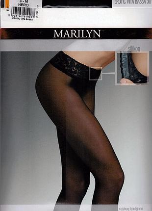 Колготки marilyn с низкой талией erotic 30 vita bassa 5-xl, черный