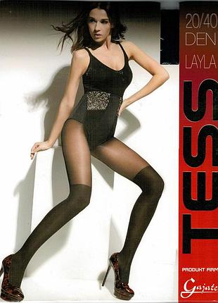 Колготки tess з імітацією ботфорт 20/40 ден layla чорний, 4 l