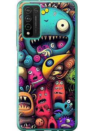 Чехол на huawei honor 10x lite cмешные монстры из силикона fch_0166596
