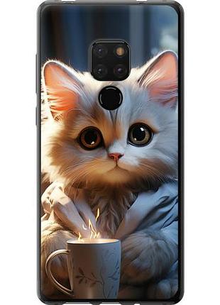 Чехол на huawei mate 20 white cat из пластика fch_0166615