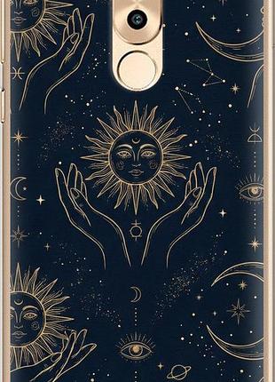 Чехол на huawei mate 9 lite celestial harmony: sun & moon gold mystic pattern из пластика fch_0165995