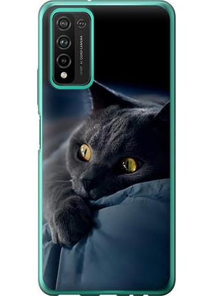Чехол на huawei honor 10x lite дымчатый кот из силикона fch_0165556