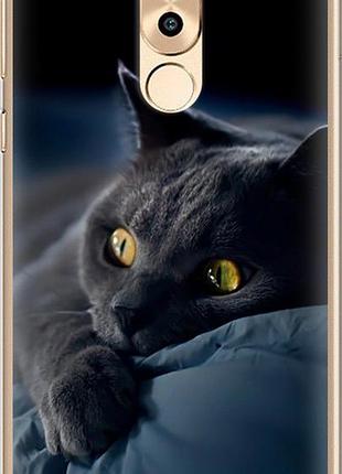 Чехол на huawei mate 9 lite дымчатый кот из пластика fch_0165563