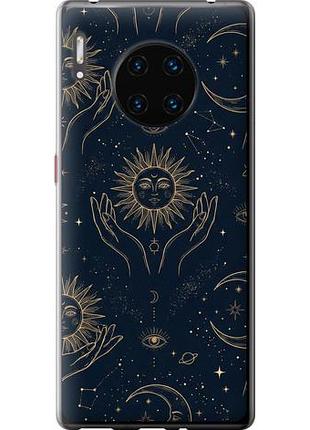 Чехол на huawei mate 30 pro celestial harmony: sun & moon gold mystic pattern из силикона fch_0165989