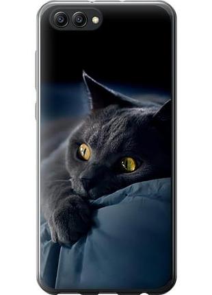Чехол на huawei honor v10 / view 10 дымчатый кот из силикона fch_0165555