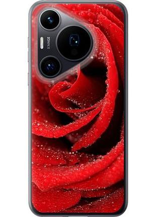 Чехол на huawei pura 70 красная роза из силикона fch_0166220
