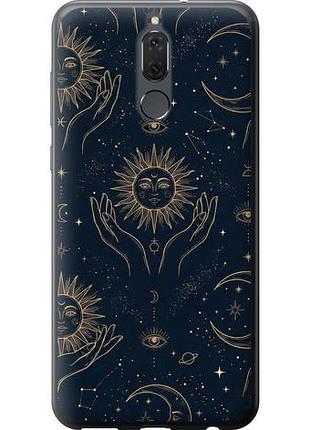 Чехол на huawei mate 10 lite celestial harmony: sun & moon gold mystic pattern из силикона fch_0165992