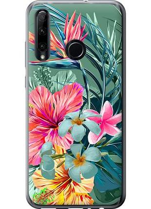 Чехол на huawei honor 10i тропические цветы из силикона fch_0166366