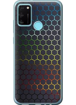 Чехол на huawei honor 9a переливающиеся соты из силикона fch_0166575