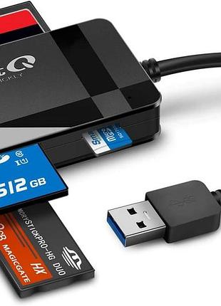 Картридер smartq c368 usb 3.0 4-в-1 | sd, micro sd, cf, ms | считыватель карт памяти для windows, mac os, linux