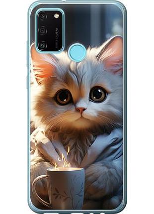 Чехол на huawei honor 9a white cat из силикона fch_0166607