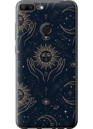 Чехол на huawei honor 9 lite celestial harmony: sun & moon gold mystic pattern из пластика fch_0165985