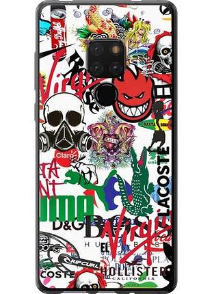 Чехол на huawei mate 20 many different logos из пластика fch_0166247