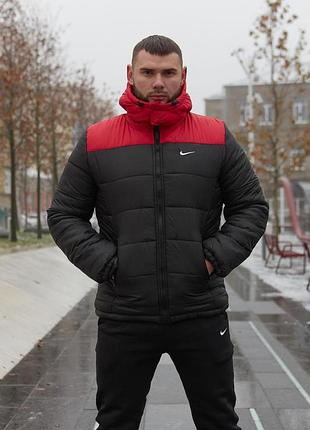 Куртка зимняя мужская "frost" nike красно-черная #