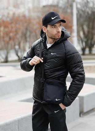 Комплект мужской: куртка motion nike черная + брюки "president" черные. борсетка в подарок!