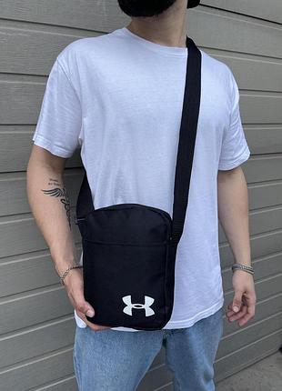 Борсетка черная under armour с белым лого