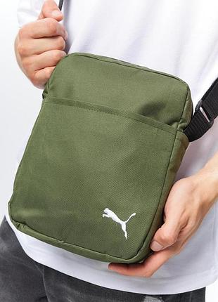 Борсетка puma хаки (белое лого) #