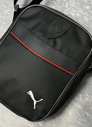 Борсетка из полиэстера puma черная, белое лого #