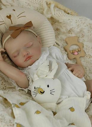 Коллекционная силиконовая кукла реборн reborn новорожденная девочка пупс младенец розали (виниловая кукла) высота 50 см