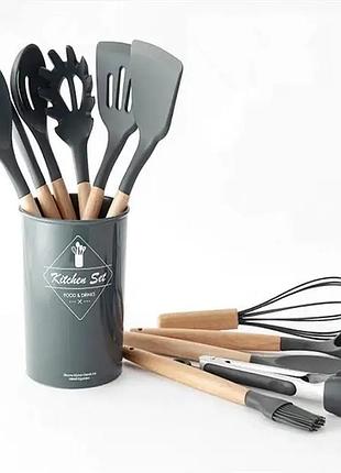 Набір кухонного приладдя силіконовий kitchen set rb-2239 сірий (12 предметів)