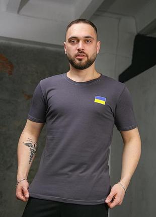 Футболка мужская с флагом на груди intruder темно-серая всегда в наличии ✅
