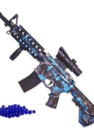 Дитячий іграшковий автомат на орбізах m4a1 електричний гель бластер на акумуляторі 2 режими + глушник + оптика 80 см синій