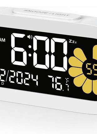 Электронный будильник doomay 6221 с led дисплеем, двойным будильником, датой, температурой и usb-c, белый (новый)