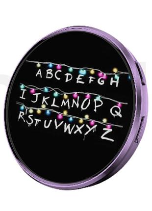 Электронный е-значок с подсветкой cyberbadge e87 фиолетовый — цифровой led бейдж с hd экраном 64mb, bluetooth и приложением,