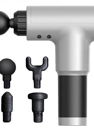 Портативний ручний масажер fascial gun kh-320 чорний, м'язовий ручний ударний масажер