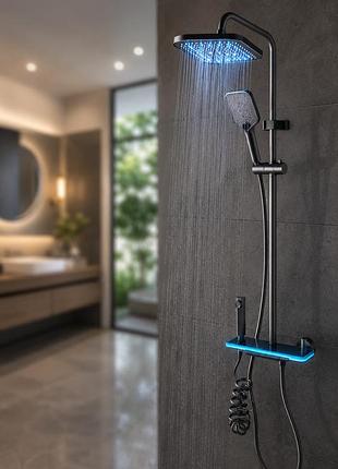 Душ/смеситель faucet (crh-8921 многофункциональный с led гидроэнергетикой металл / душевая система с верхним и ручным душем /