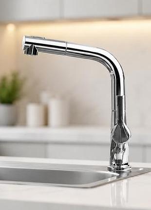 Кран/змішувач faucet cr-8428 багатофункціональний метал / змішувач кухонний з висувною лійкою, хром / висувний кухонний змішувач з