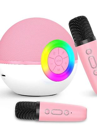 Портативная беспроводная караоке система с двумя микрофонами и rgb подсветкой ktv t97 – компактная bluetooth колонка для дома