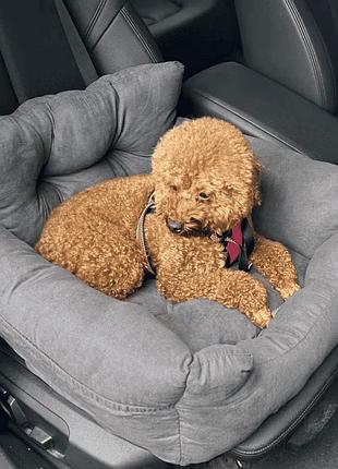 Автомобільне крісло-переноска для собак і котів newpet 2в1 — преміум лежанка в машину з міцною фіксацією ременями, страхувальним