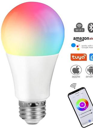 Розумна лампочка tuya smart led wifi смарт лампа e27 rgb color 2700k-6500k 9w