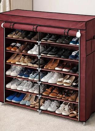 Бордова тканинна шафа для зберігання взуття shoe cabinet 118х30х120 см