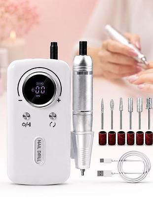 Фрезер для манікюру та педикюру nail polisher machine / портативний акумуляторний фрезер 6в1 45000 об/хв