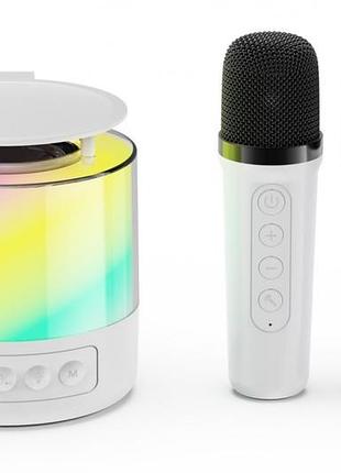 Детское караоке с 2ма микрофонами k12 со сменой голоса bluetooth колонка с rgb подсветкой