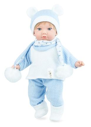 Испанская виниловая кукла марина пау мальчик пупс teo soft в голубой одежде с волосами 45 см в коробке marina & pau