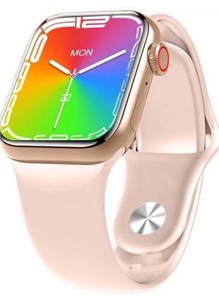 Золотые смарт-часы smart watch gs7 mini 41 мм, фитнес часы с тонометром и пульсоксиметром