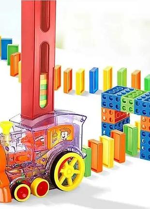 Конструктор игрушка-поезд домино, domino happy truck sciries colors 60 деталей